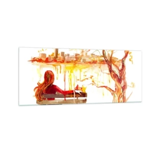 Glastavla - Bild på glas - En stund för eftertanke - 100x40 cm