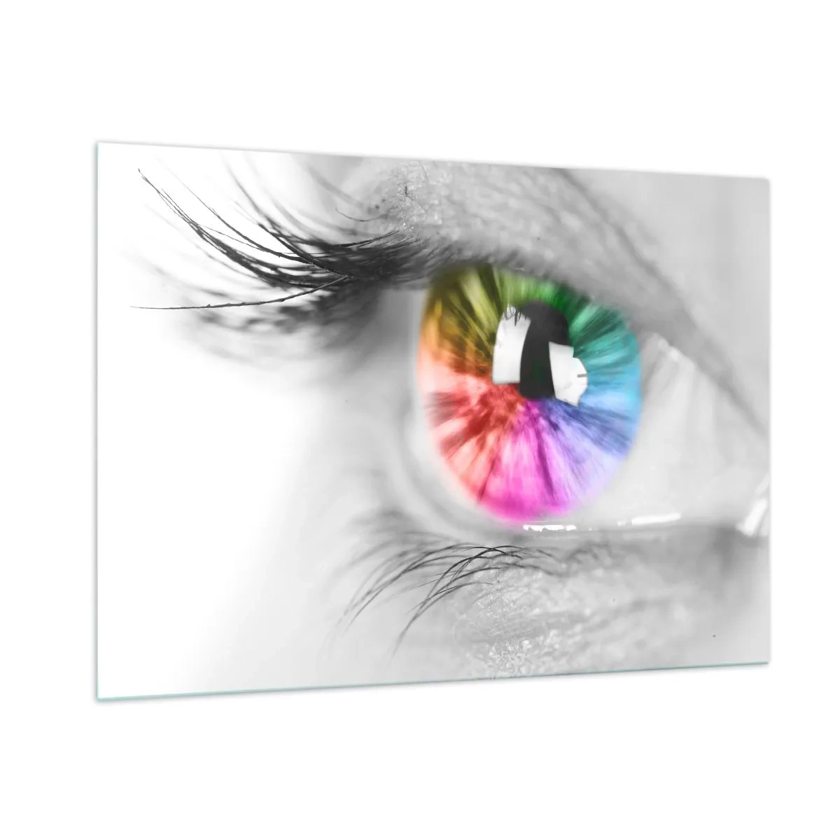 Glastavla - Bild på glas - Se färgglatt på världen - 100x70 cm