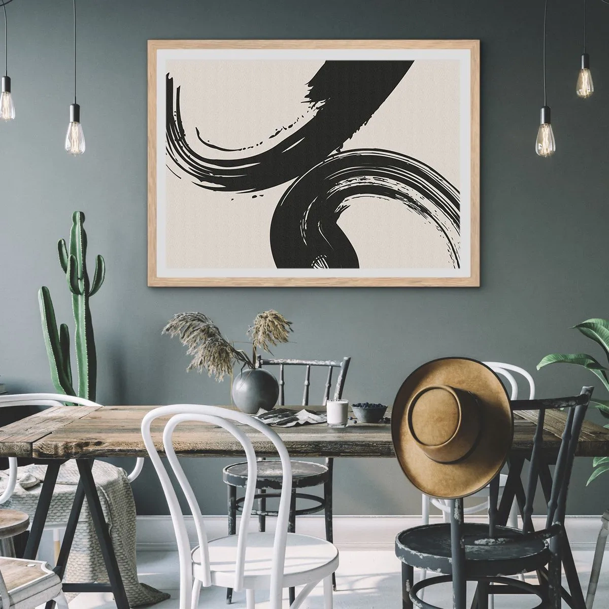 Affisch i ram av ljusek - Svepande och cirkulärt - 70x50 cm