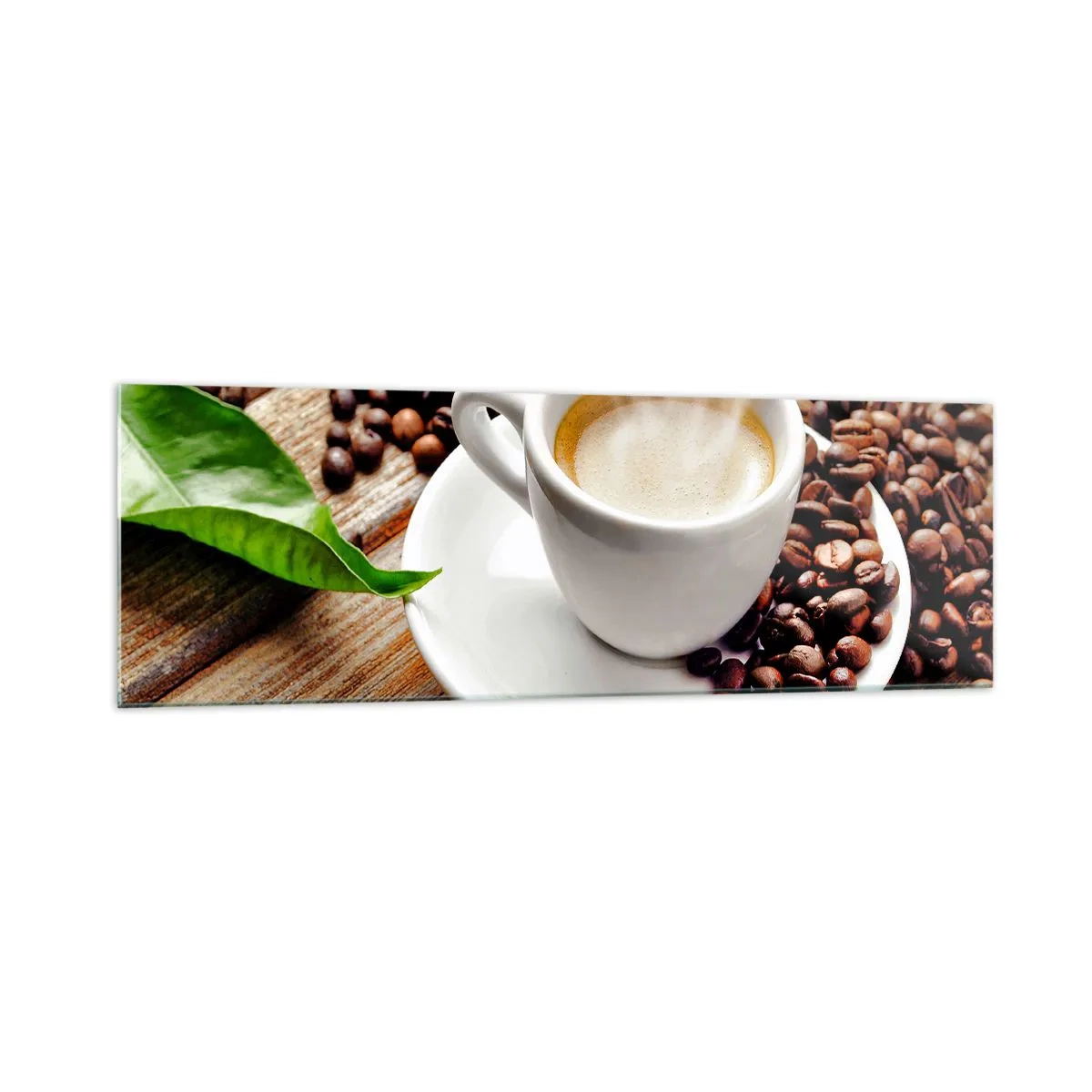 Glastavla - Bild på glas - Kaffe på bordet - 160x50 cm