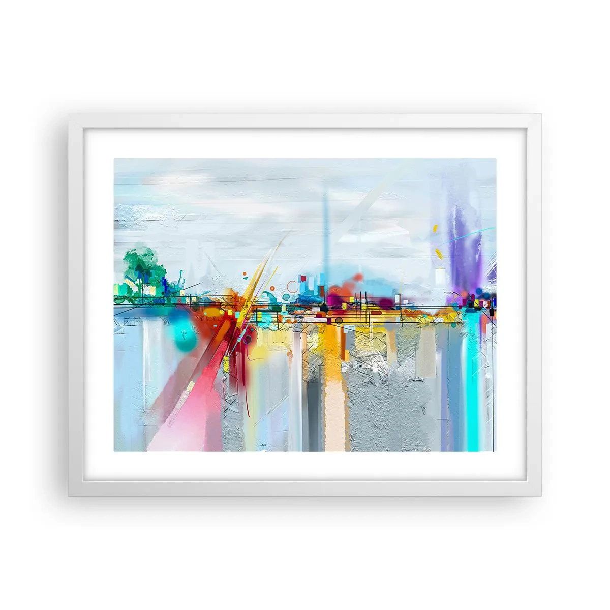 Affisch i vit ram - Glädjens bro över livets flod - 50x40 cm