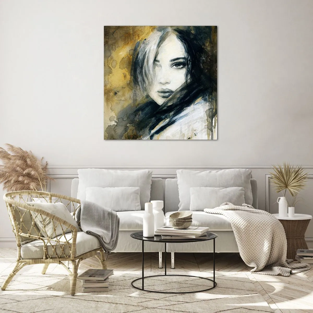 Glastavla - Bild på glas - Mera oskyldig eller sensuell? - 70x70 cm