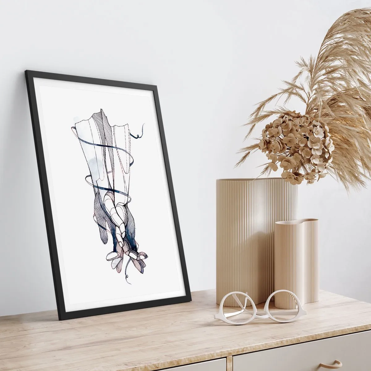 Affisch i svart ram - Smekningens studie - 70x100 cm