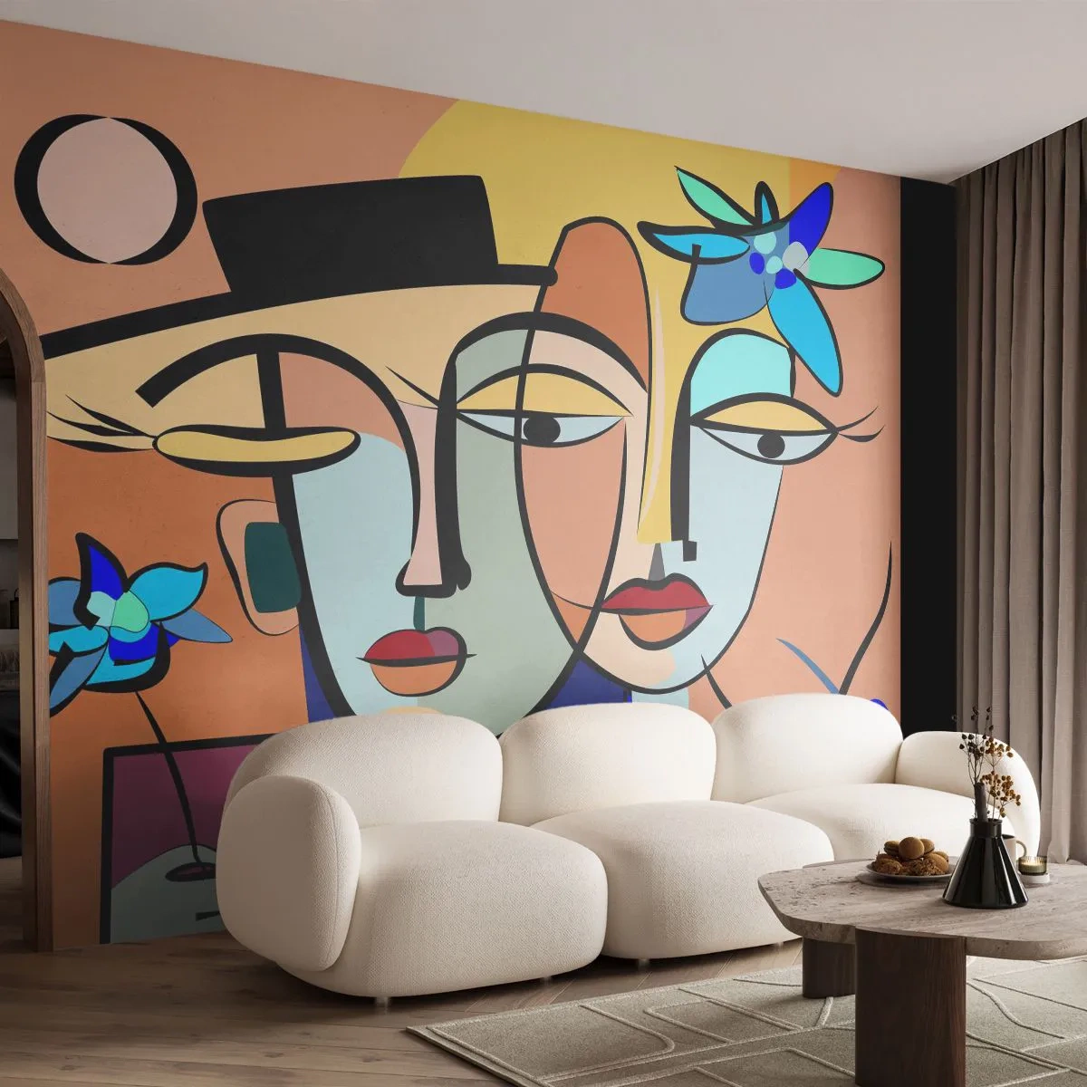 Fototapet Premium Canvas - Picassos randez vous - Ansikten, Modern, Kubism - 250x175 cm