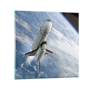 Glastavla - Bild på glas - Rymdfärd - 50x50 cm