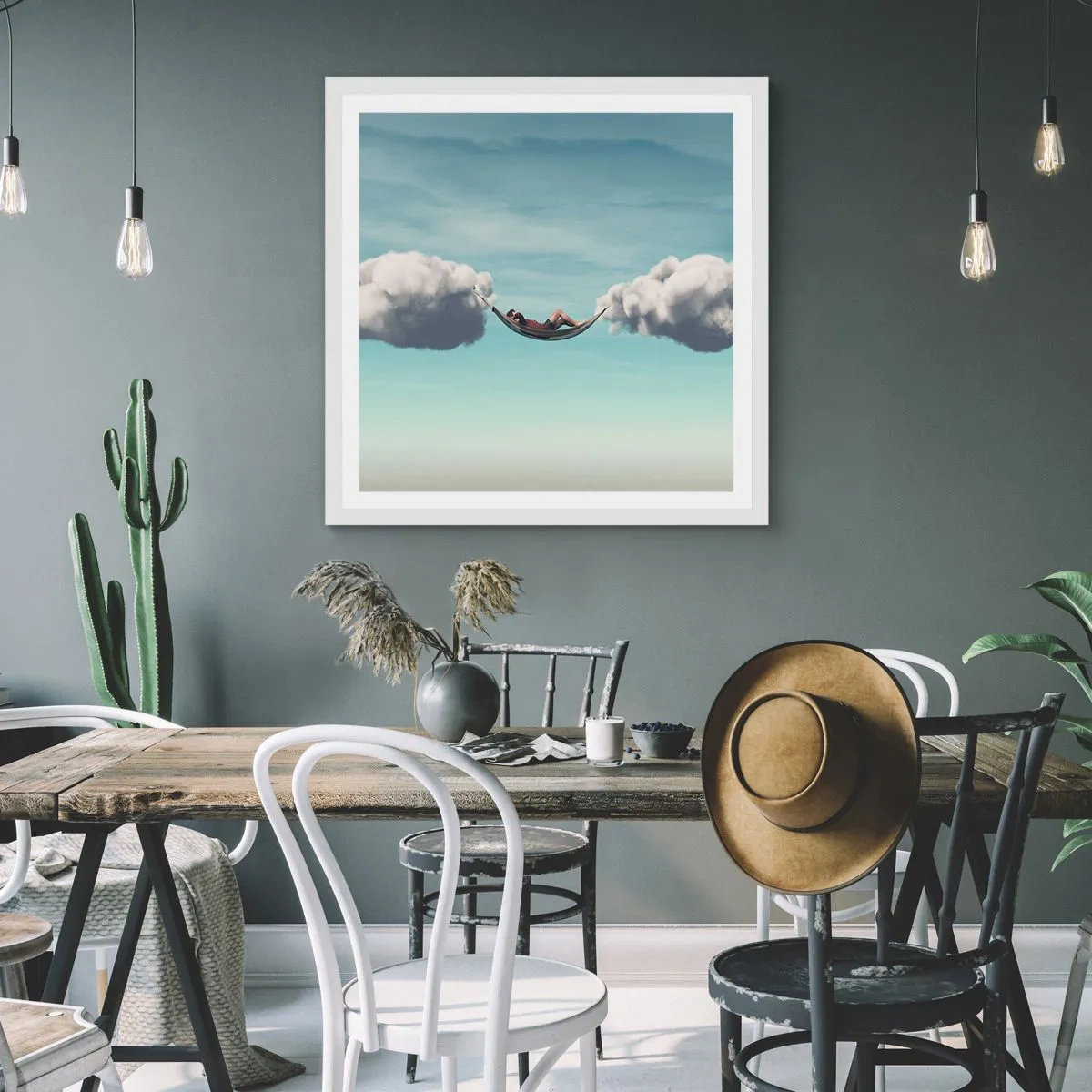 Affisch i vit ram - Stundens salighet - 60x60 cm