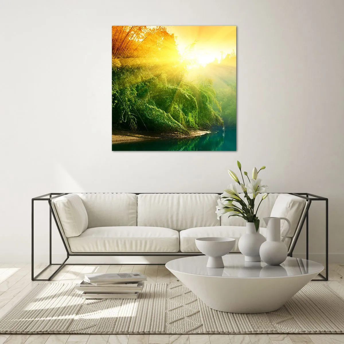 Glastavla - Bild på glas - Sjunka i solen och skuggan - 60x60 cm