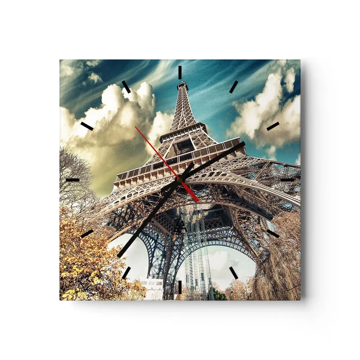 Väggklocka - Klocka på glas - Och på hösten i Paris... - 30x30 cm