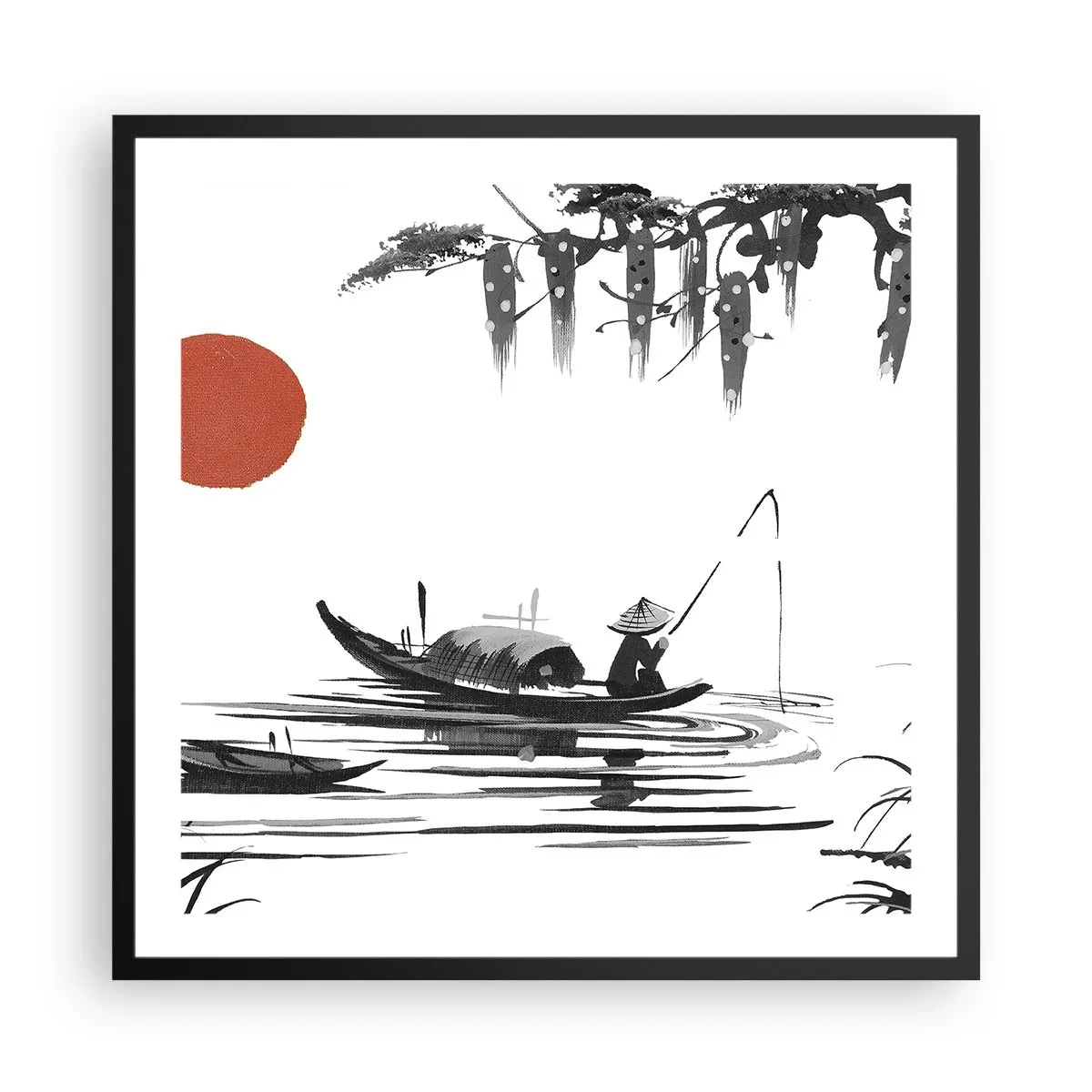 Affisch i svart ram - Asiatisk eftermiddag - 60x60 cm