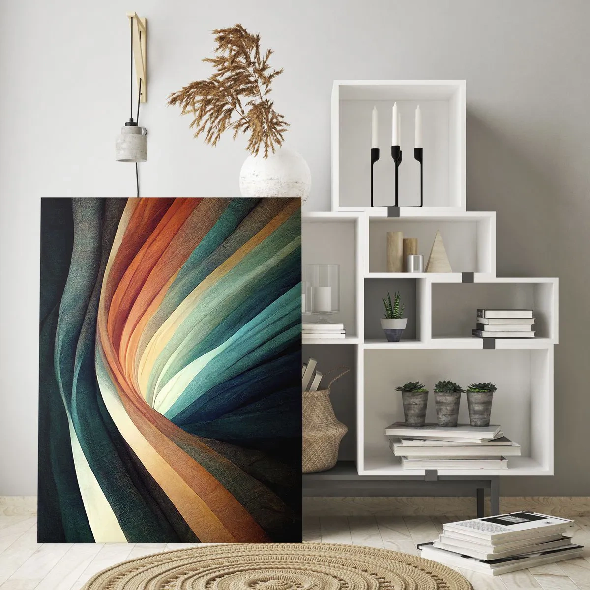 Glastavla - Bild på glas - Vävd av färger - 70x100 cm