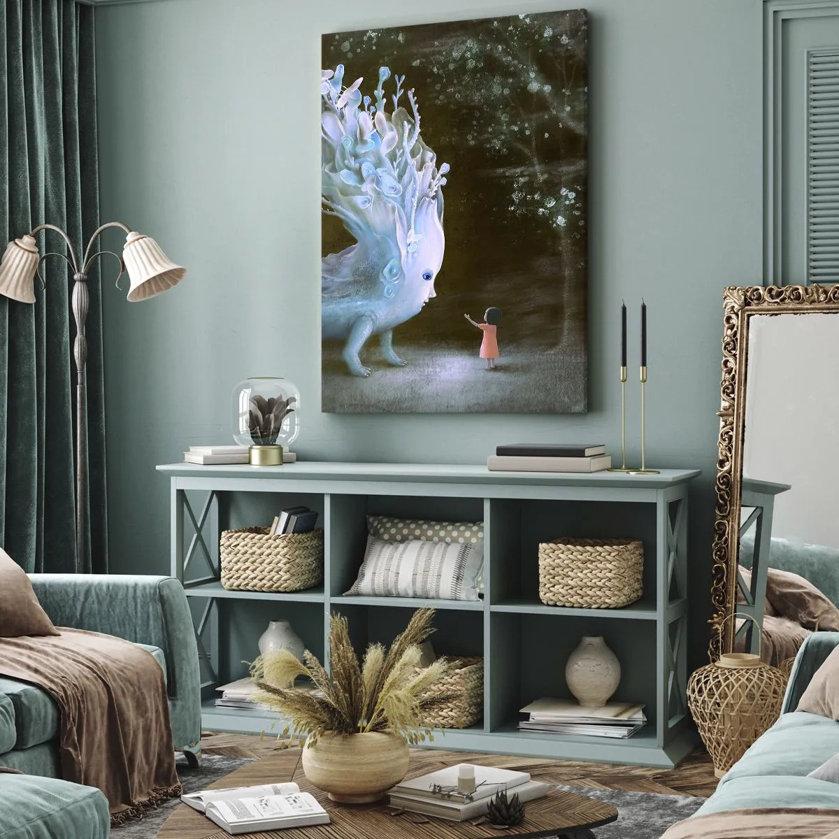 Canvastavla - Bild på duk - Fantastiskt möte - 45x80 cm