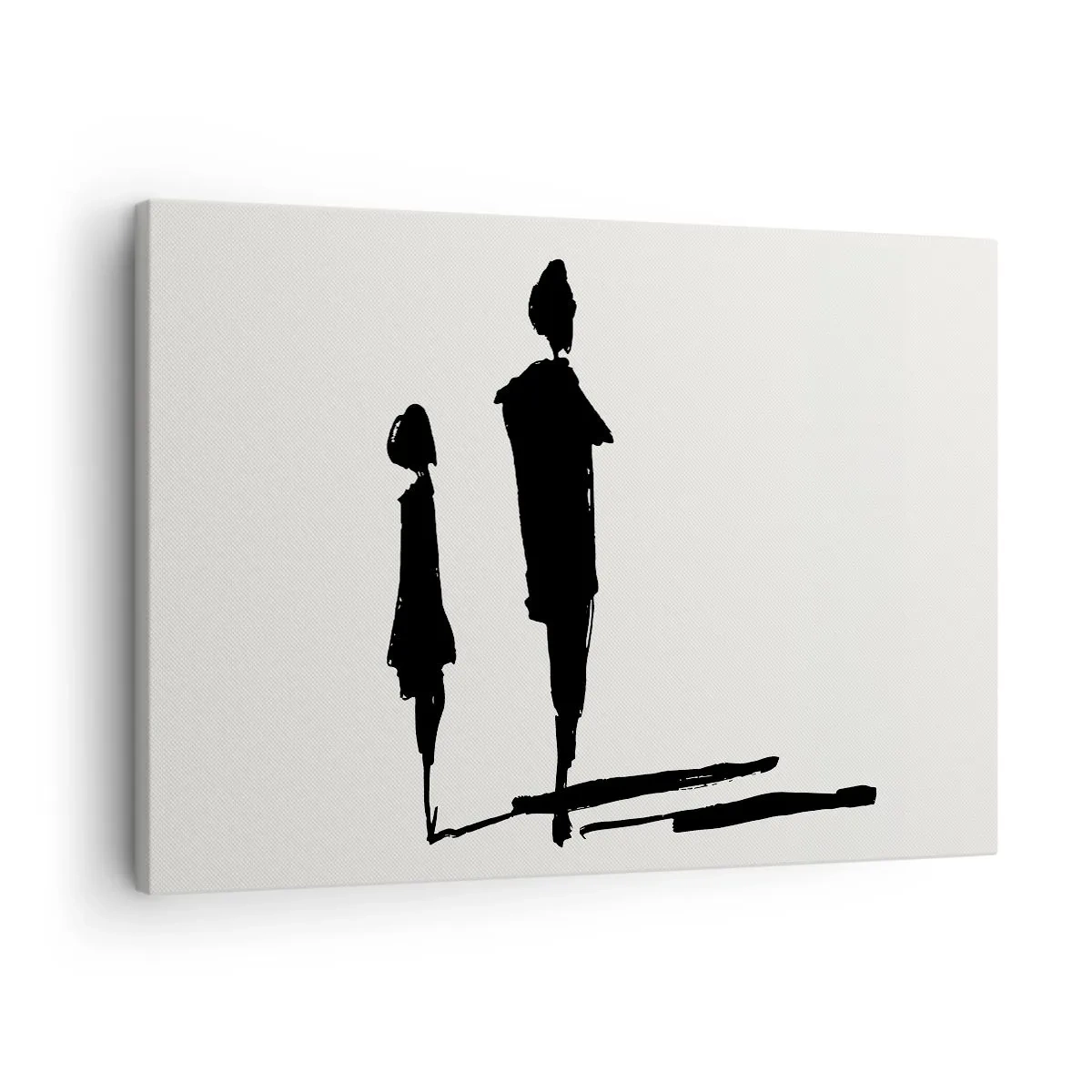 Canvastavla - Bild på duk - Silhuetter av två personer i svart mot en ljus bakgrund - 70x50cm - Säkert tillsammans? - Modern väggdekoration för vardagsrum och sovrum ARTTOR