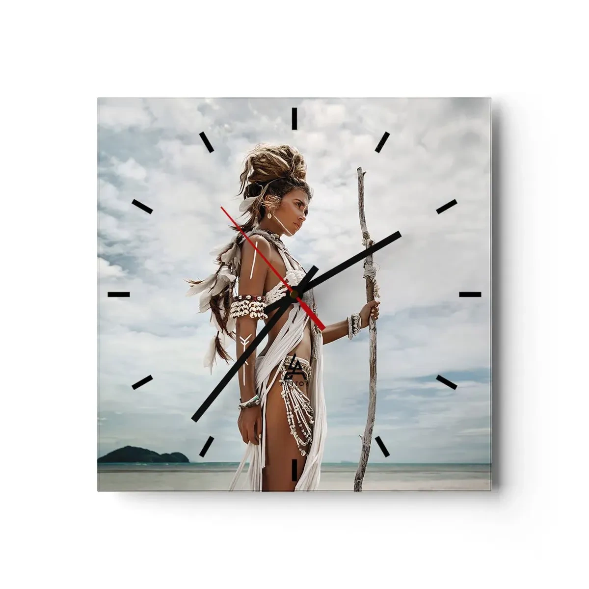 Väggklocka - Klocka på glas - Tropikens drottning - 40x40 cm