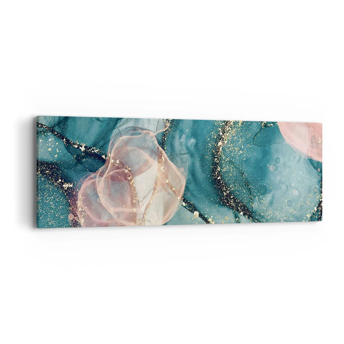 Canvastavla - Bild på duk - Sidenblå, tyllrosa - 90x30 cm