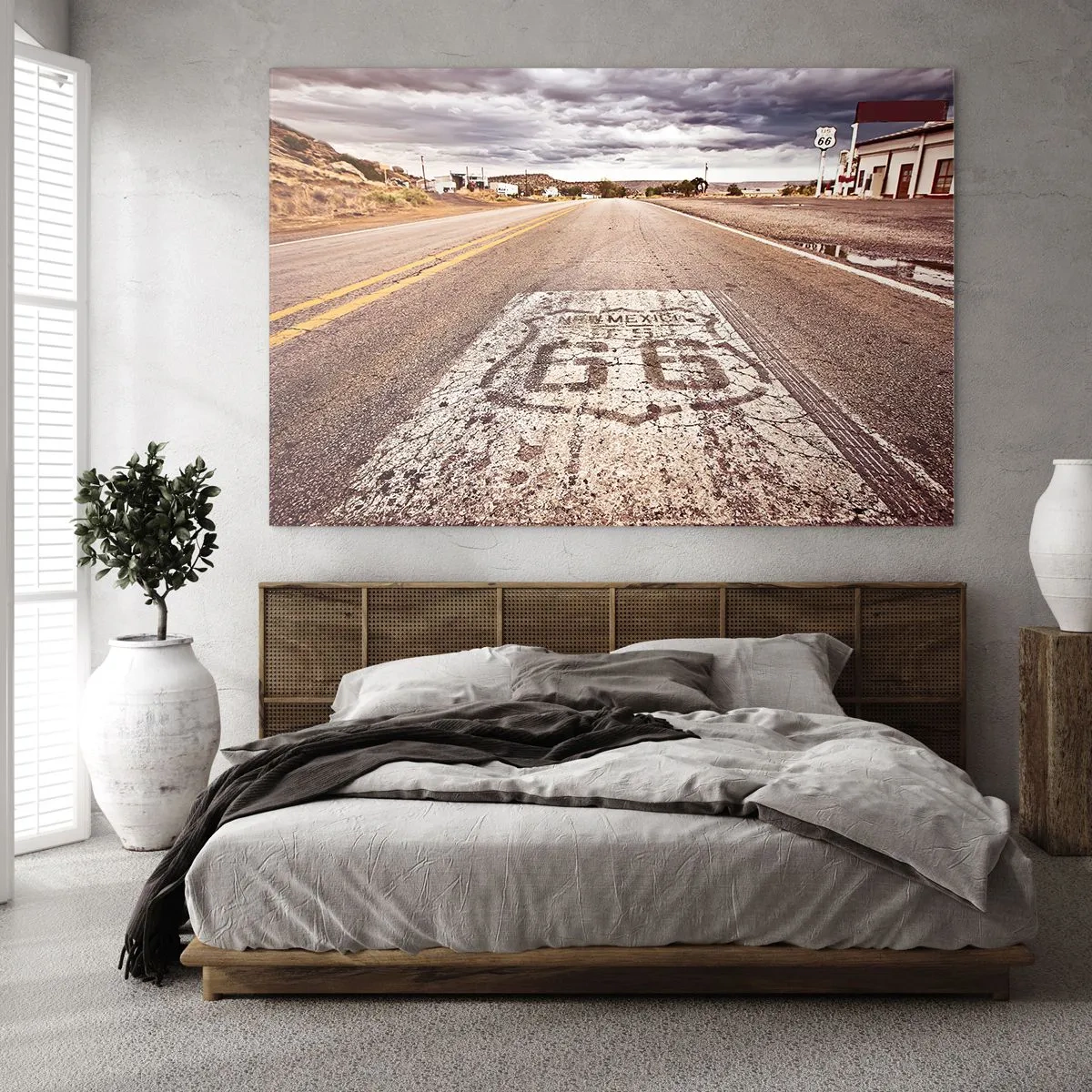 Glastavla - Bild på glas - Mother Road - amerikanska legenden - 120x80 cm