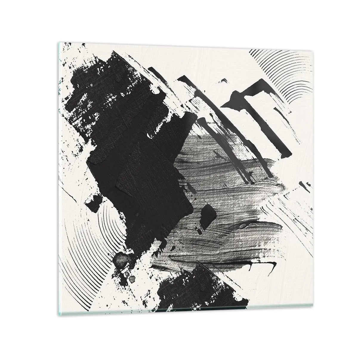 Glastavla - Bild på glas - Abstraktion - uttrycket av svart - 60x60 cm
