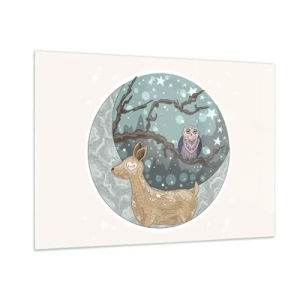 Glastavla - Bild på glas - Sagolik skogsnatt - 100x70 cm