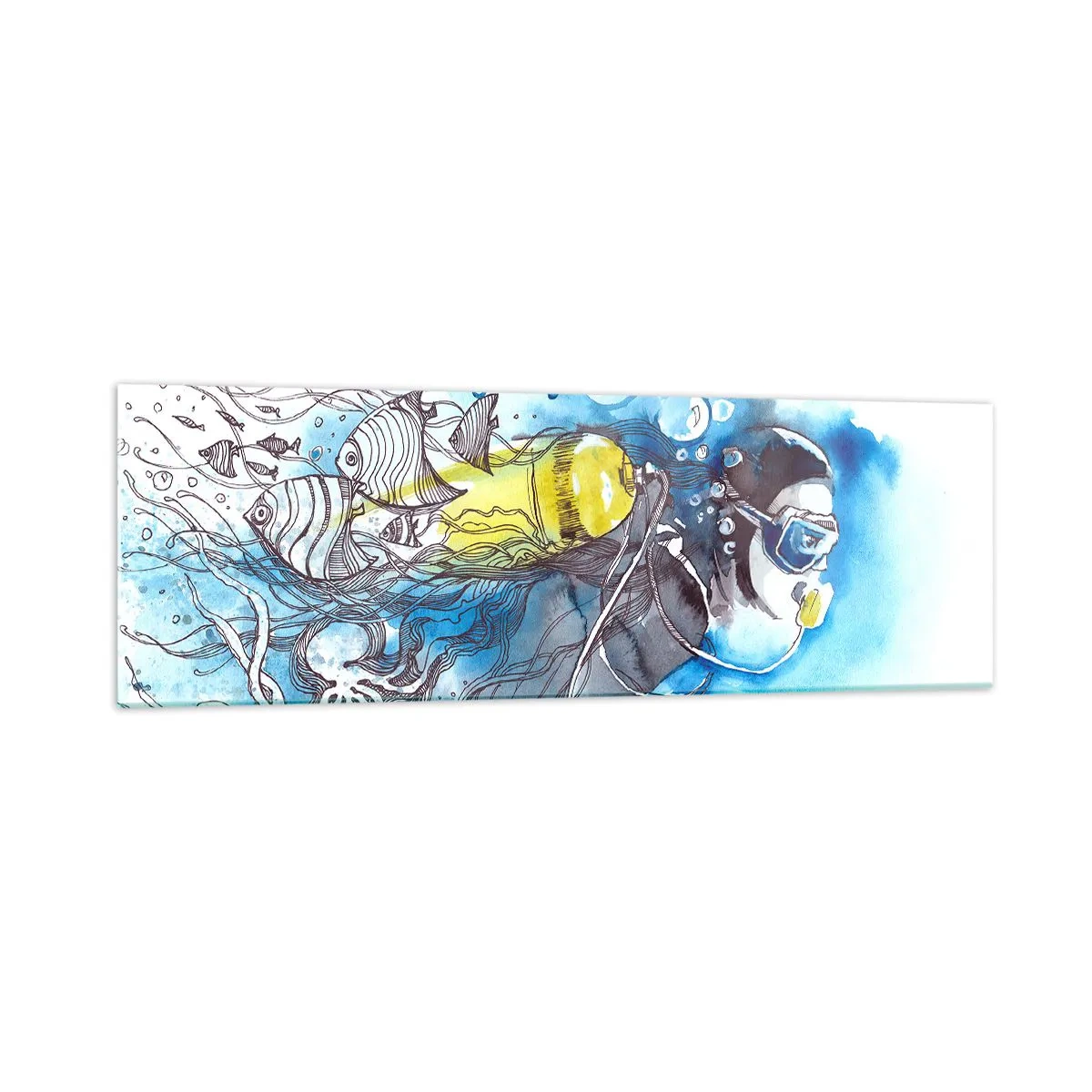 Glastavla - Bild på glas - Det stora blåa - 160x50 cm