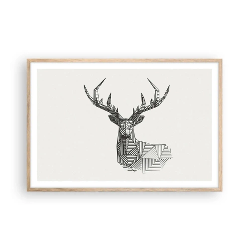 Affisch i ram av ljusek - Hjort i kubistisk stil - 91x61 cm