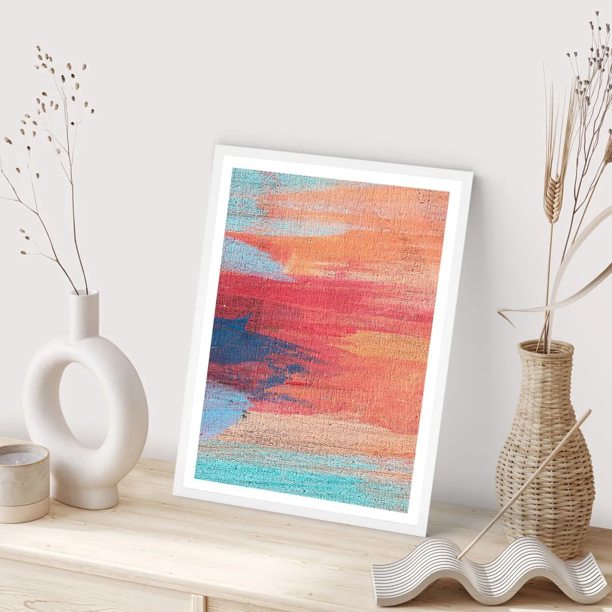 Affisch i vit ram - Rinnande regnbåge - 70x100 cm