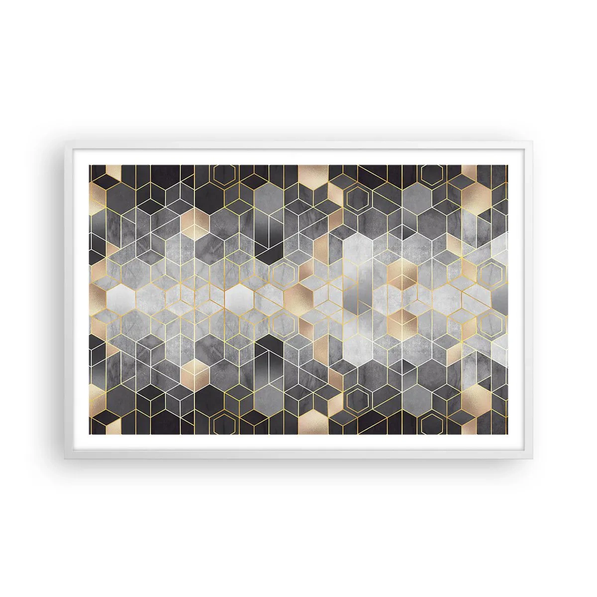 Affisch i vit ram - Diamantkomposition - 91x61 cm