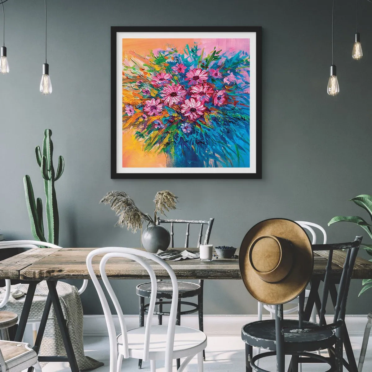 Affisch i svart ram - Livets energi - 60x60 cm