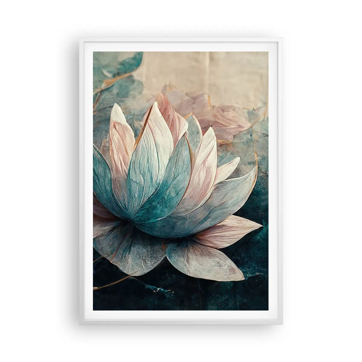 Affisch i vit ram - Stjärnor i en sjö - 70x100 cm