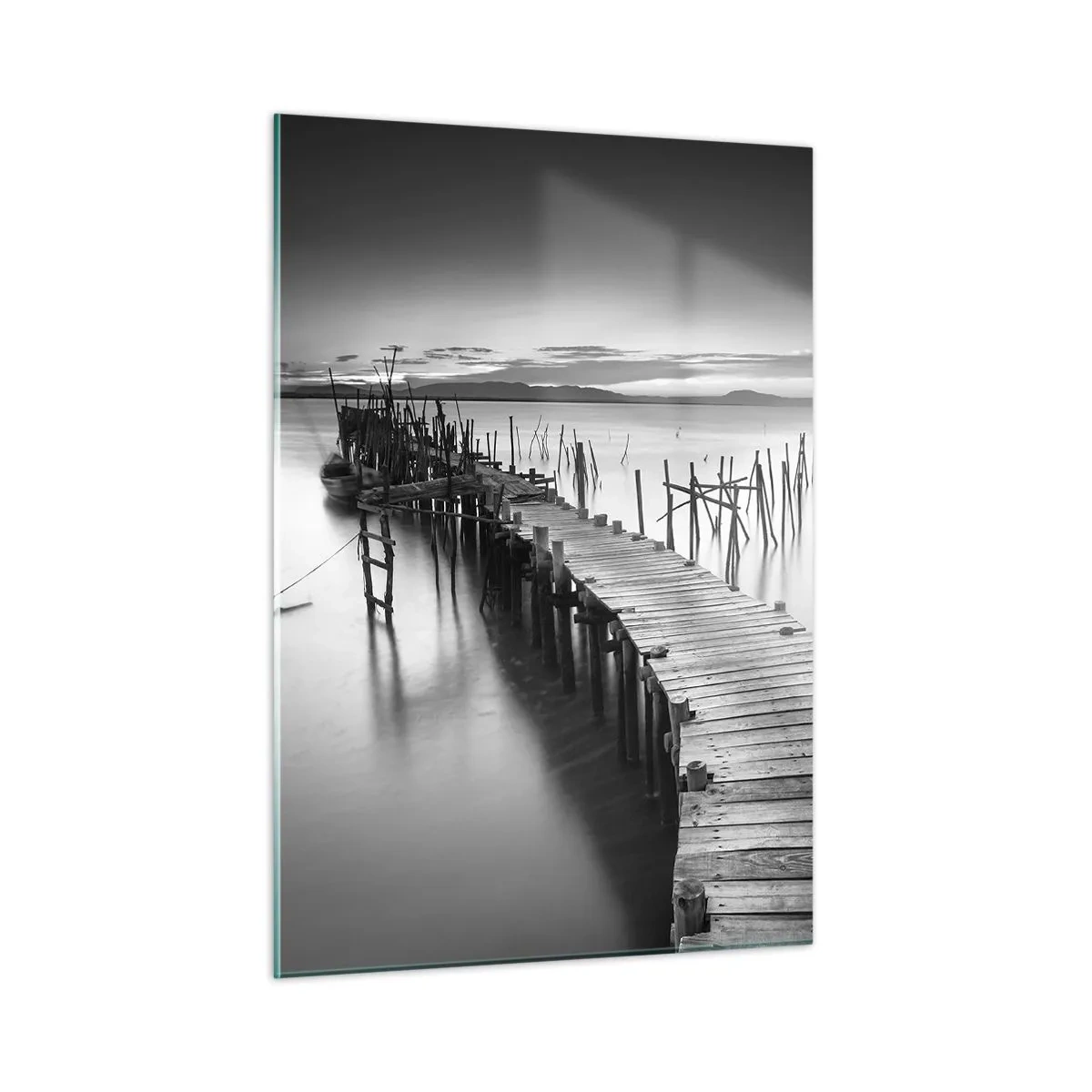 Glastavla - Bild på glas - Den glömda strandens ro - 50x70 cm
