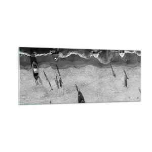 Glastavla - Bild på glas - Fortfarande på stranden... - 100x40 cm