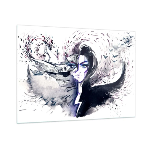 Glastavla - Bild på glas - Demonisk och vacker - 100x70 cm