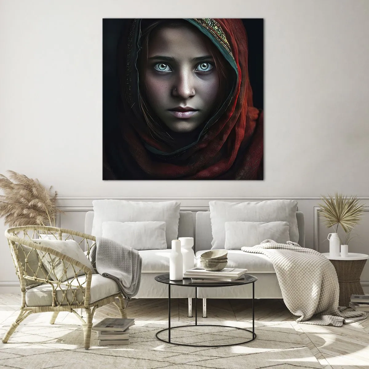 Glastavla - Bild på glas - Östlig prinsessa - 70x70 cm