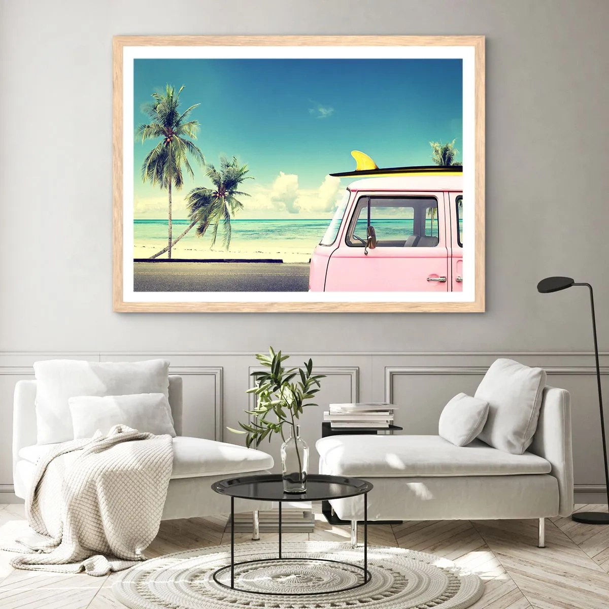 Affisch i ram av ljusek - Dags att börja semester - 100x70 cm