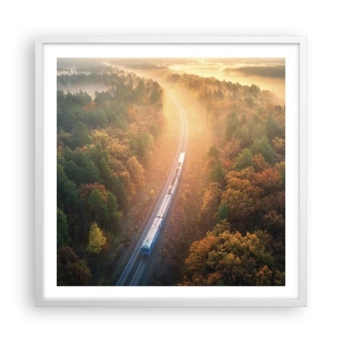 Affisch i vit ram - Höstresa - 60x60 cm