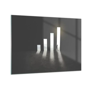 Glastavla - Bild på glas - Människan i ljuset av tillväxt som symboliserar utveckling - 70x50cm - Framgång - ett intryck - Modern väggdekoration för vardagsrum och sovrum ARTTOR