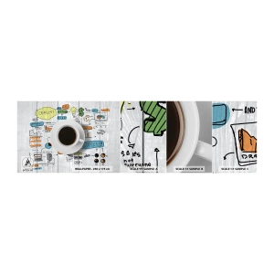 Provbit av självhäftande fototapet Deluxe Sticker - Rastdags - Grafik, Kaffe, Espresso - 100x30 cm