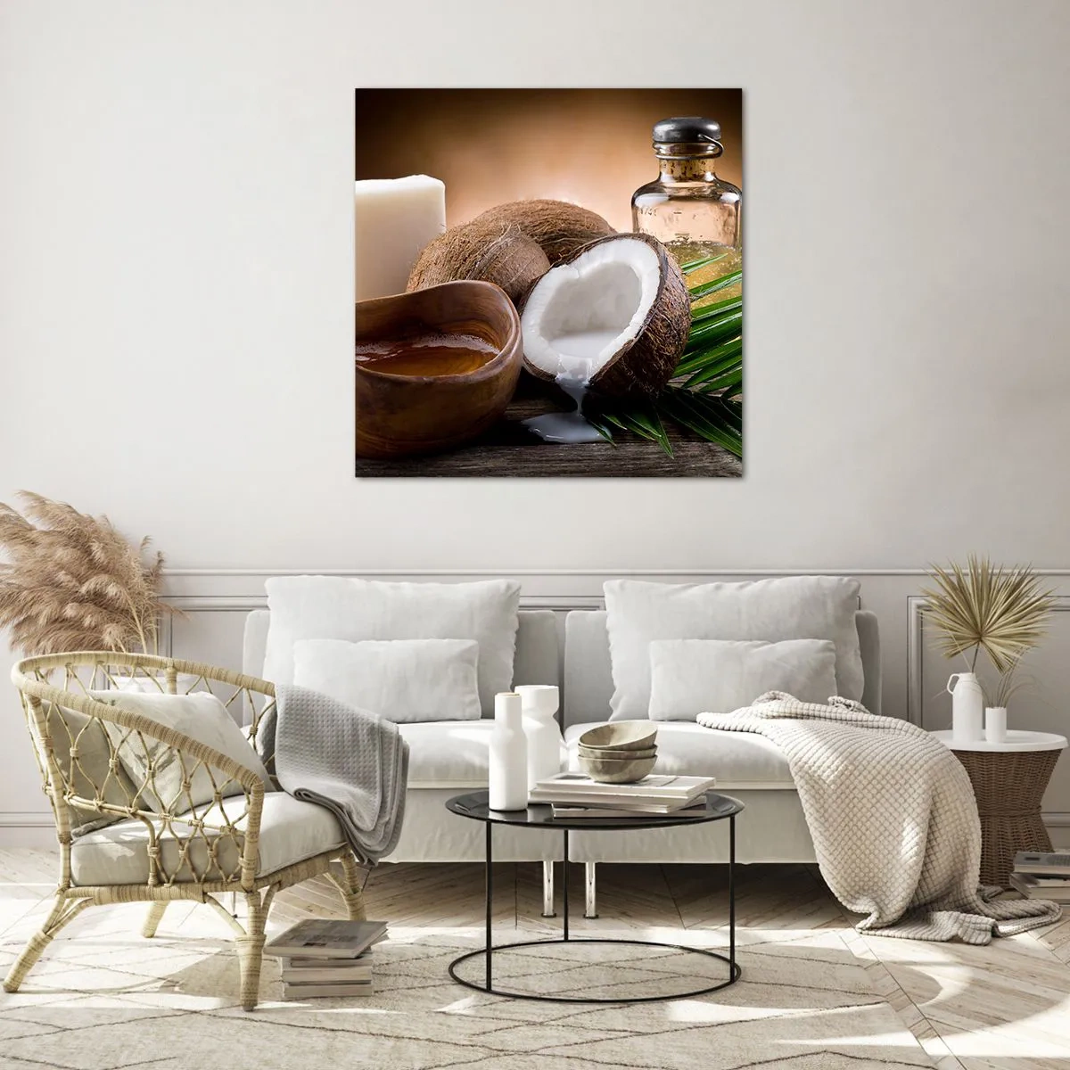 Glastavla - Bild på glas - Hälsa från tropiska öar - 30x30 cm