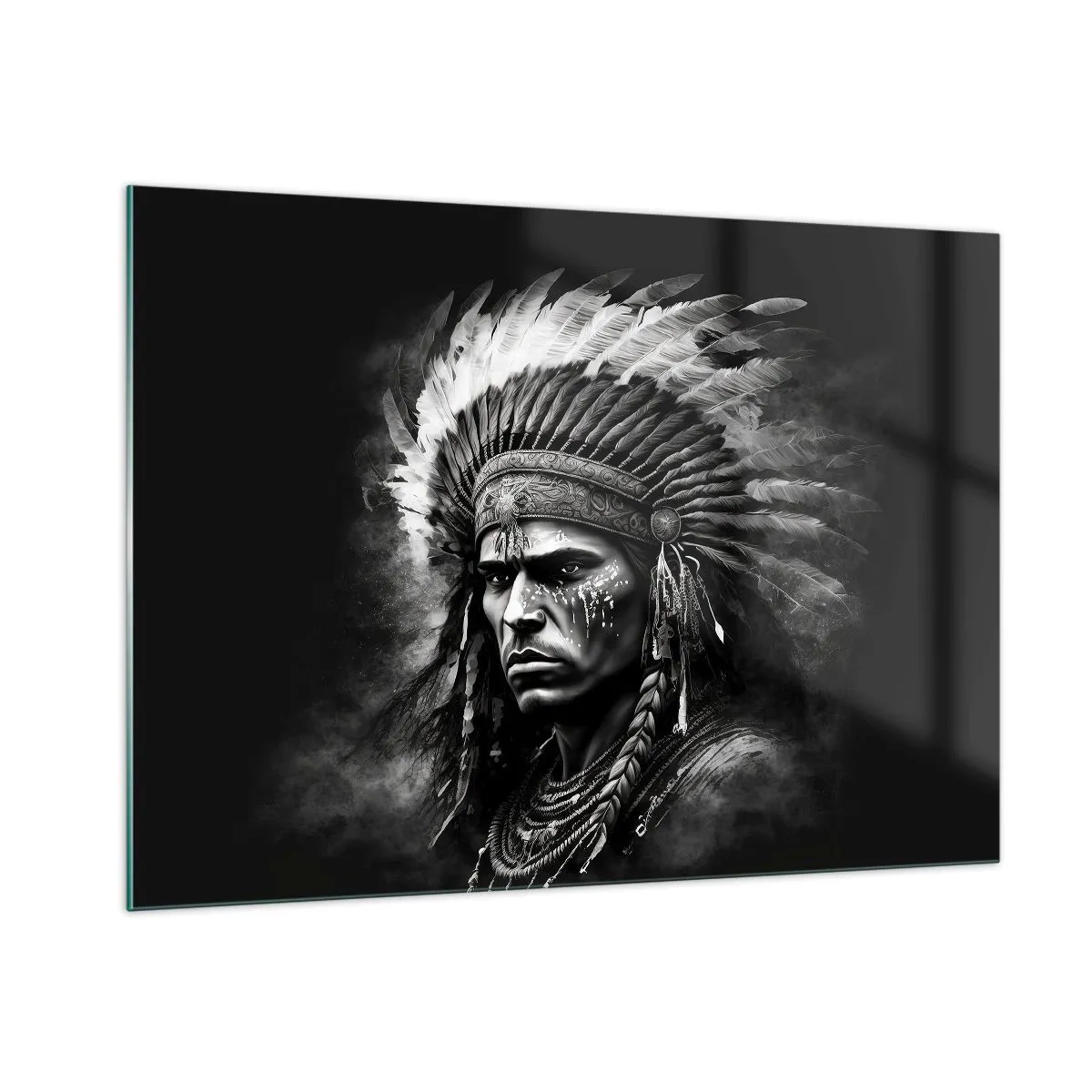 Glastavla - Bild på glas - Hövding och krigare - 100x70 cm