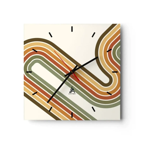 Väggklocka - Klocka på glas - Zig-zack mot målet - 40x40 cm