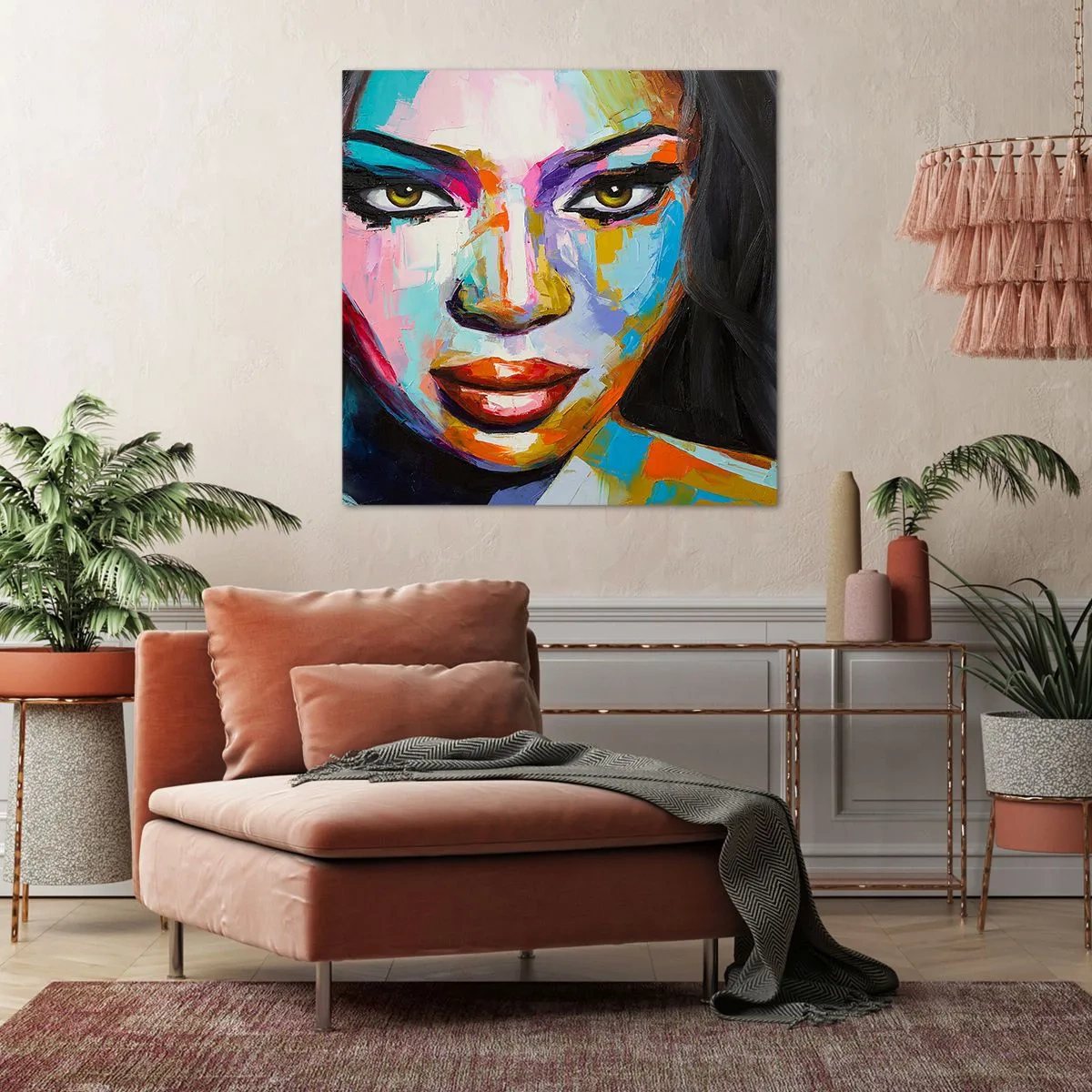 Canvastavla - Bild på duk - Kan inte ta ögonen från henne - 40x40 cm