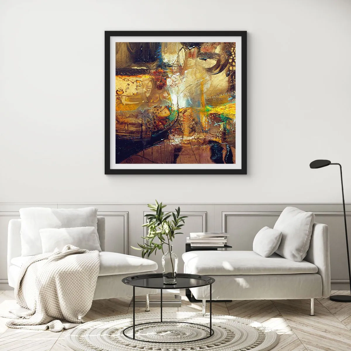 Affisch i svart ram - Kallt, varmare, hett - 60x60 cm