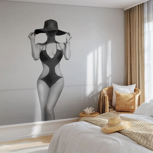 Självhäftande Fototapet Deluxe Sticker - Mitt förnamn är: Elegans - Kvinna, Strand, Mode - 150x105 cm