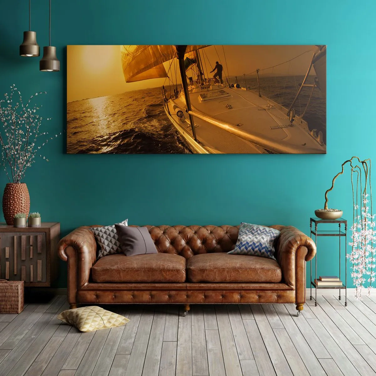 Canvastavla - Bild på duk - Gyllene kväll efter en färgrik dag - 100x40 cm