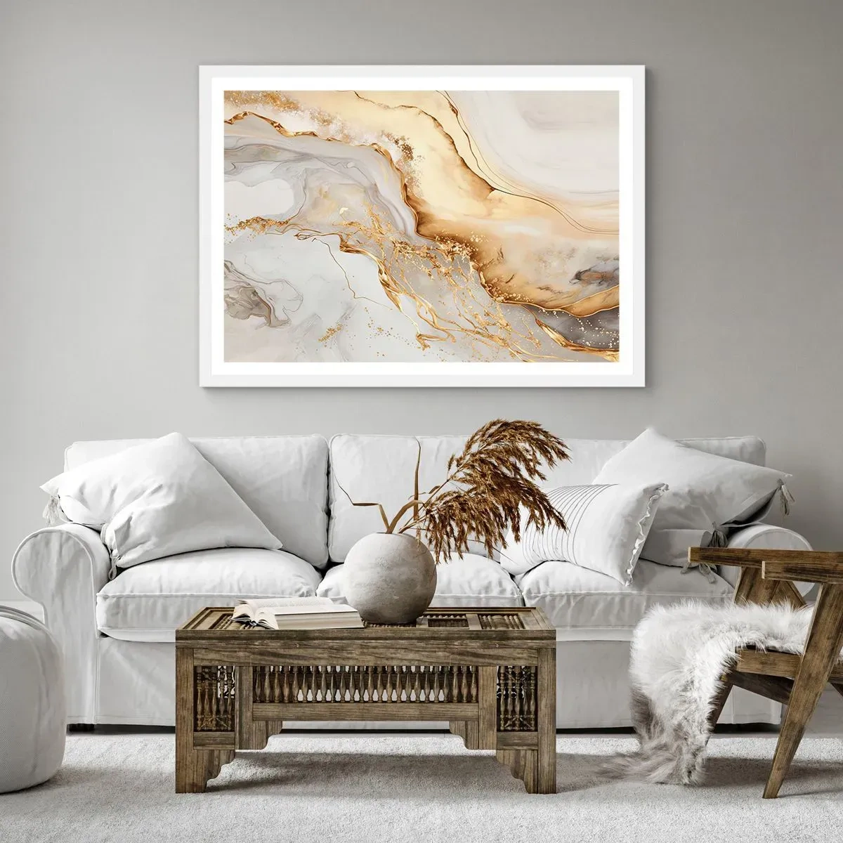 Affisch i vit ram - Abstraktion: skönhet och godhet - 100x70 cm