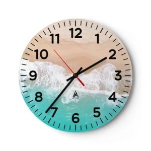 Väggklocka - Klocka på glas - Smekande beröring - 40x40 cm