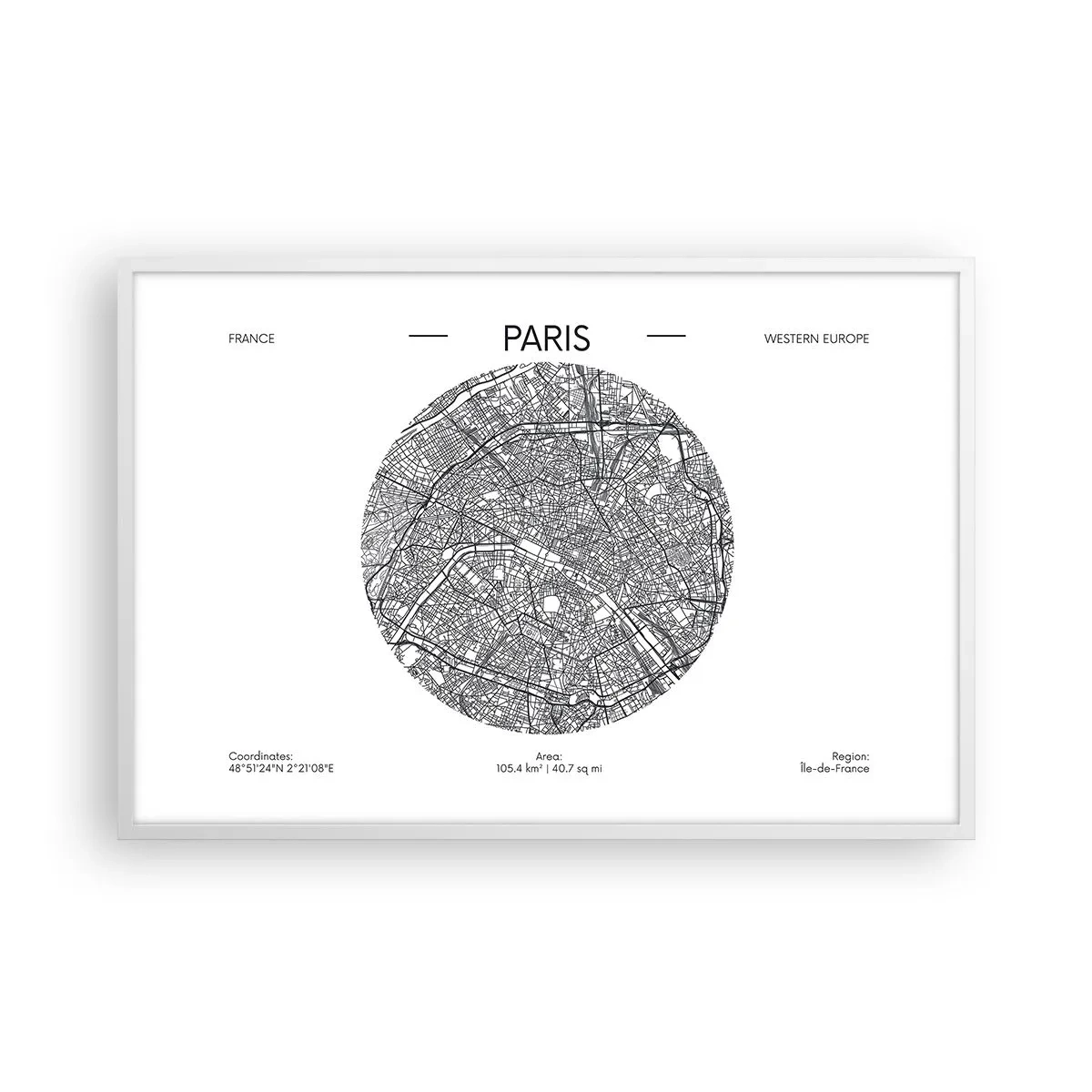 Affisch i vit ram - Paris anatomi - 91x61 cm