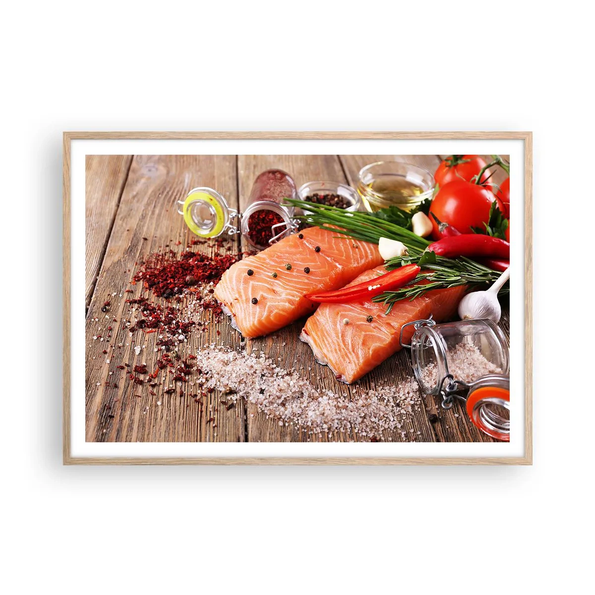 Affisch i ram av ljusek - Norskt äventyr i köket - 100x70 cm