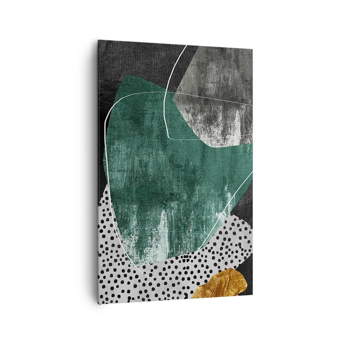 Canvastavla - Bild på duk - Färgstark abstraktion med en guldflinga - 80x120 cm