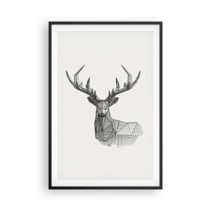 Affisch i svart ram - Hjort i kubistisk stil - 61x91 cm