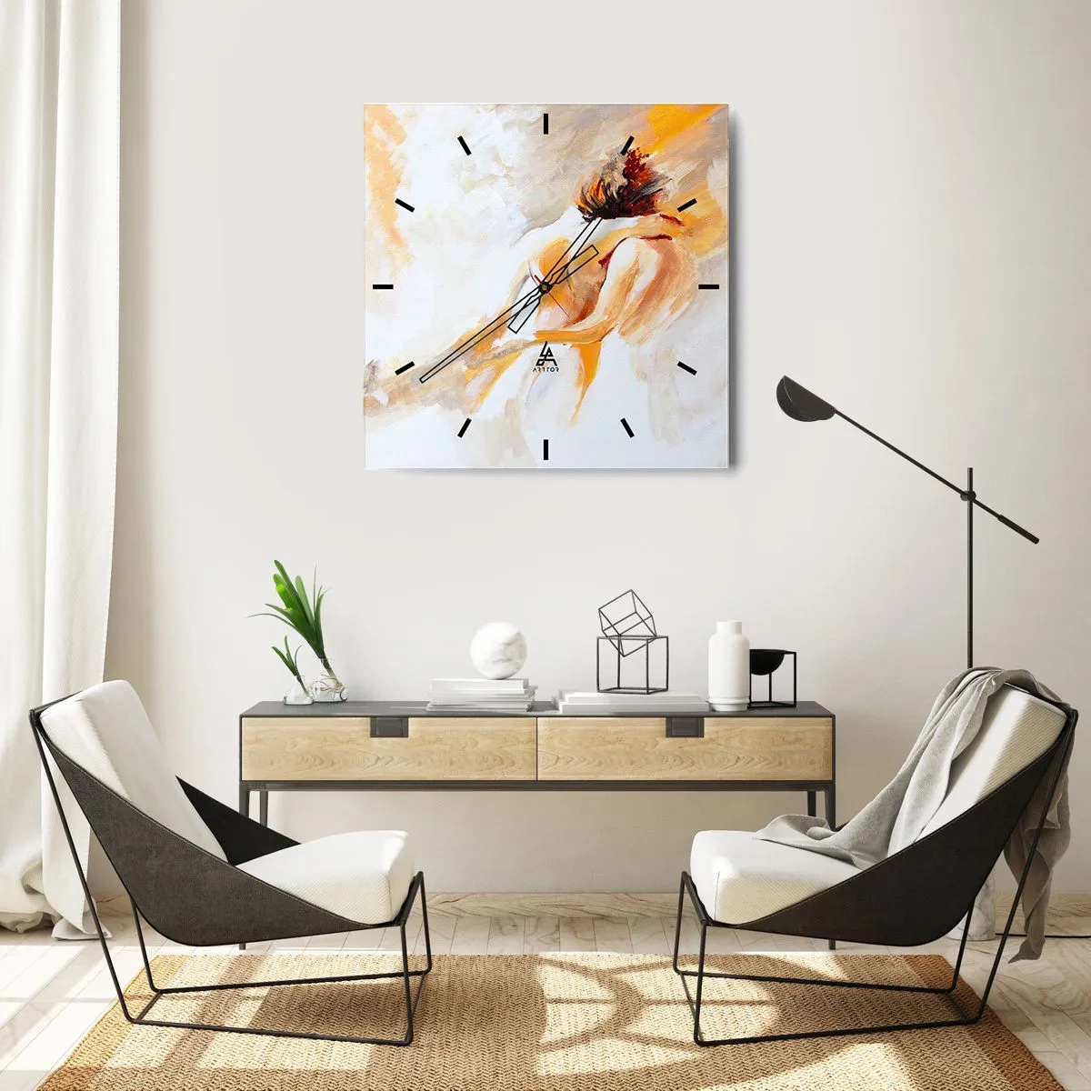 Väggklocka - Klocka på glas - I närhetens himmel - 40x40 cm