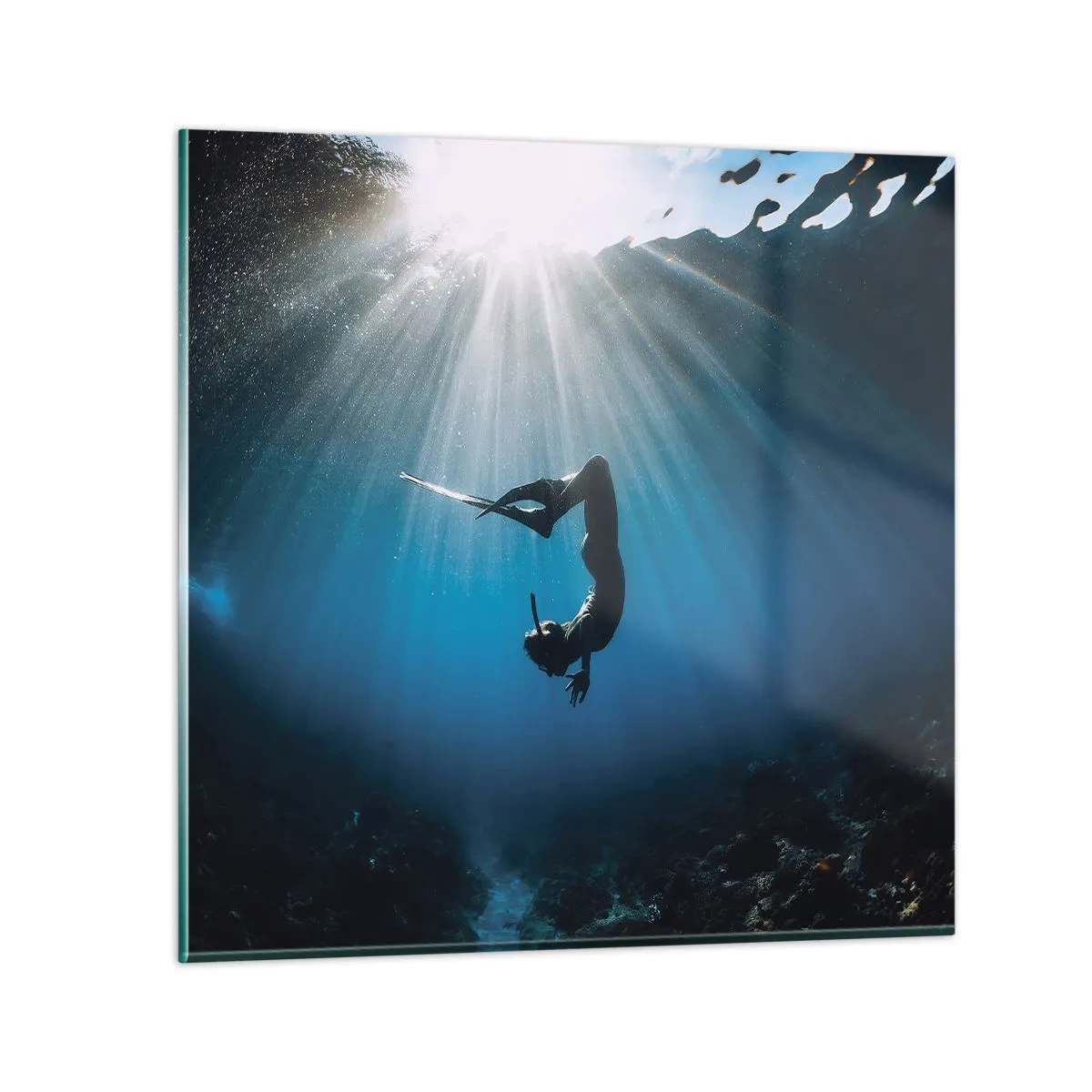 Glastavla - Bild på glas - Undervattendans - 30x30 cm